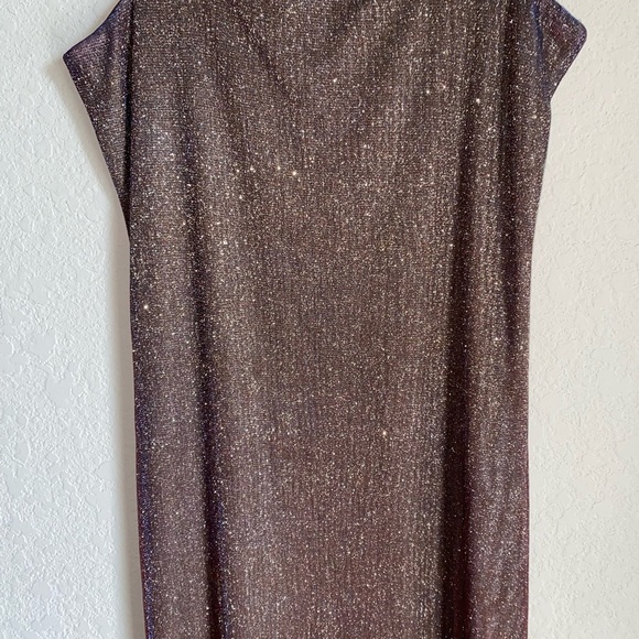 Bardot Holographic Elegant Gold Shimmery Sleeveless Sheath Midi Party Dress 4 - Picture 6 of 14